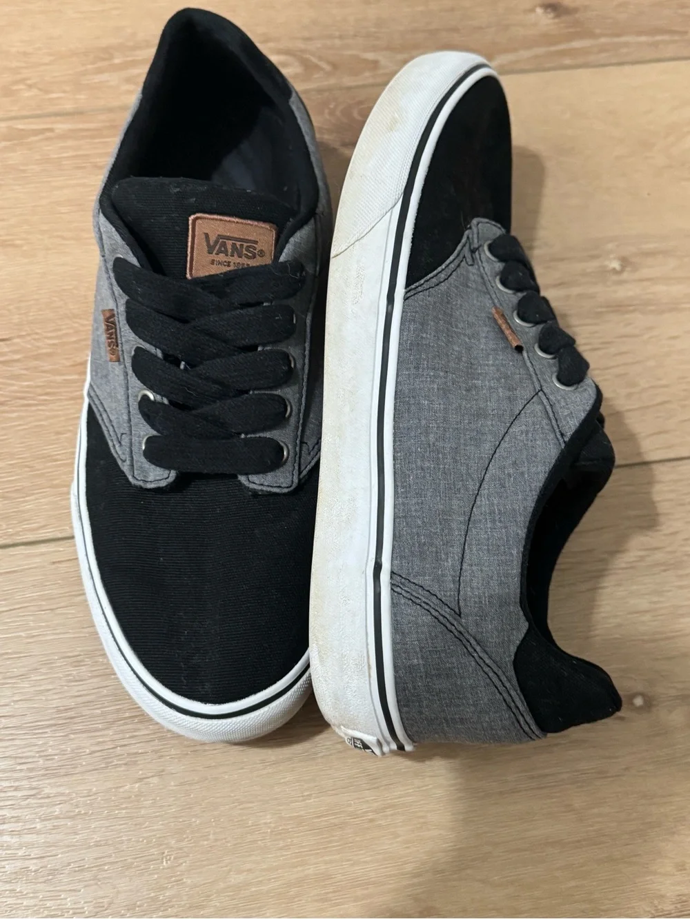 🛹Vans Men’s Atwood Deluxe Black & Gray Canvas Skater Shoes Sneakers 11